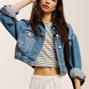 Reformation Jori Cropped Denim Jacket Blue - Size S - NWOT